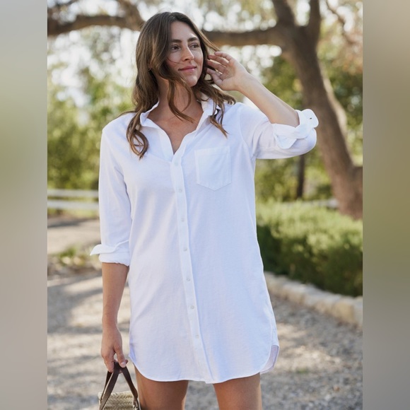 Frank & Eileen Tops - Frank & Eileen Mary Classic Shirtdress Heritage Jersey White